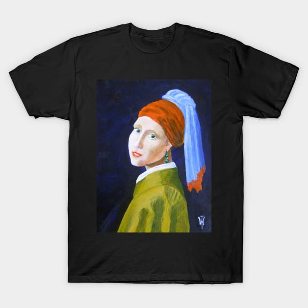 Girl with an emerald earing [ after J ,Vermeer ] T-Shirt by WILT